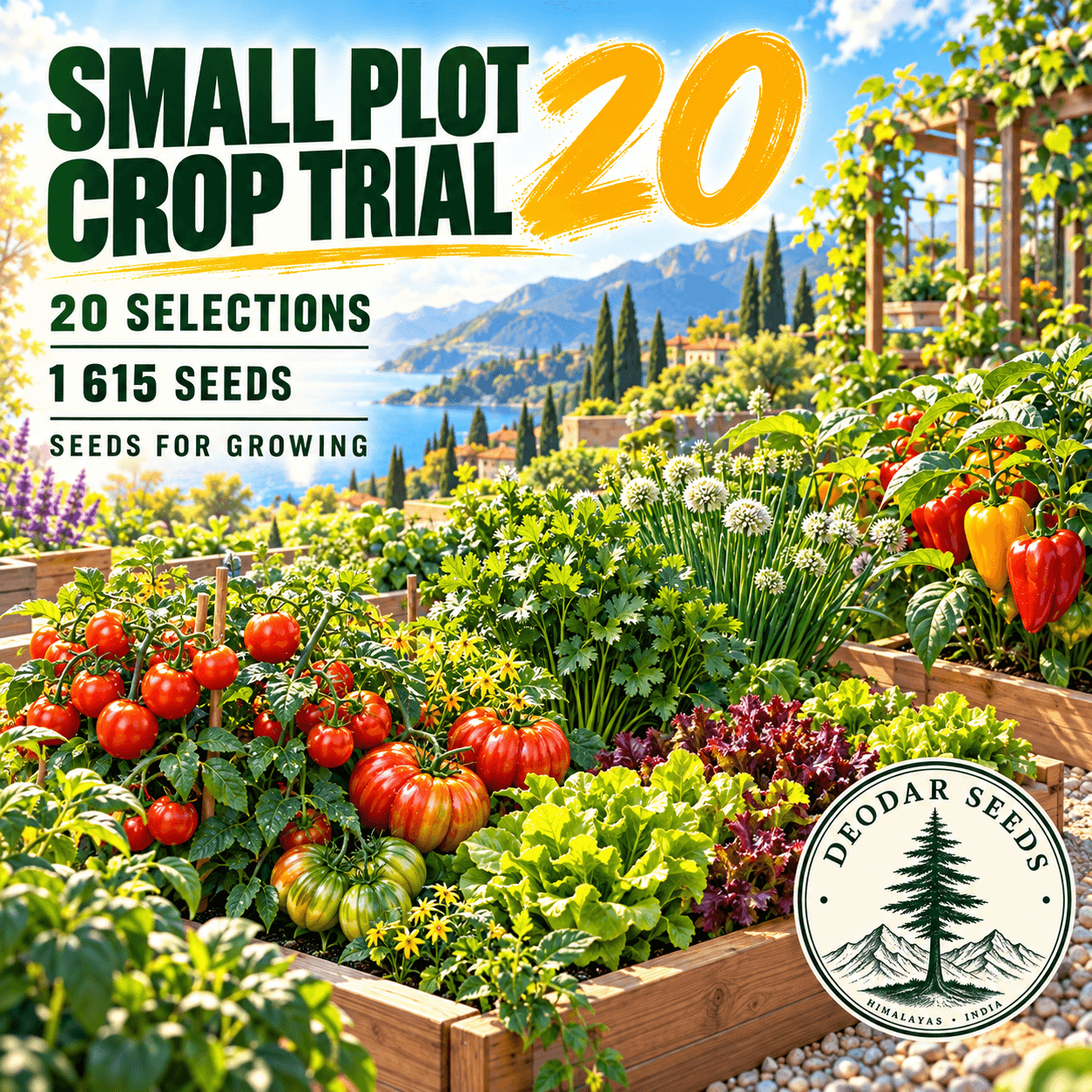 Small Plot Crop Trial 20 — 20 Seed Selections — AI-generated kit illustration