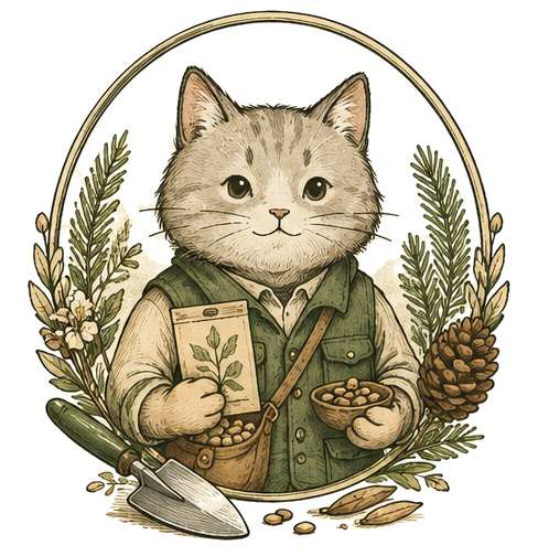 Deodar Seeds vintage seed packet cat emblem