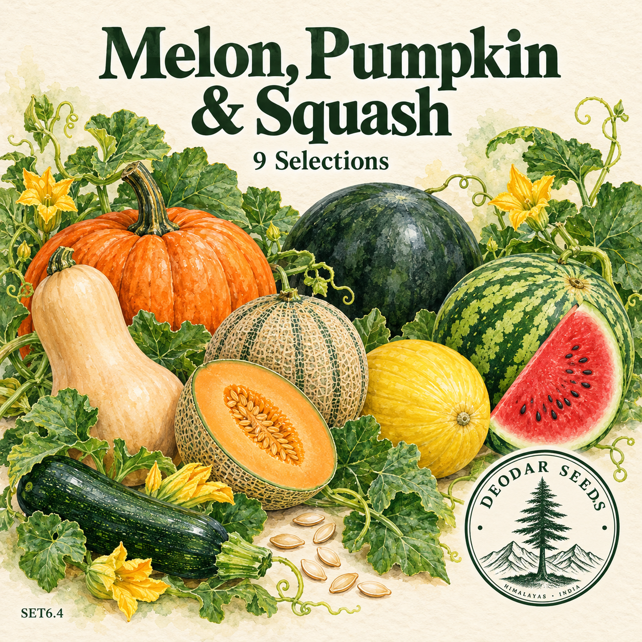 Melon Pumpkin & Squash Collection, 9 Seed Varieties